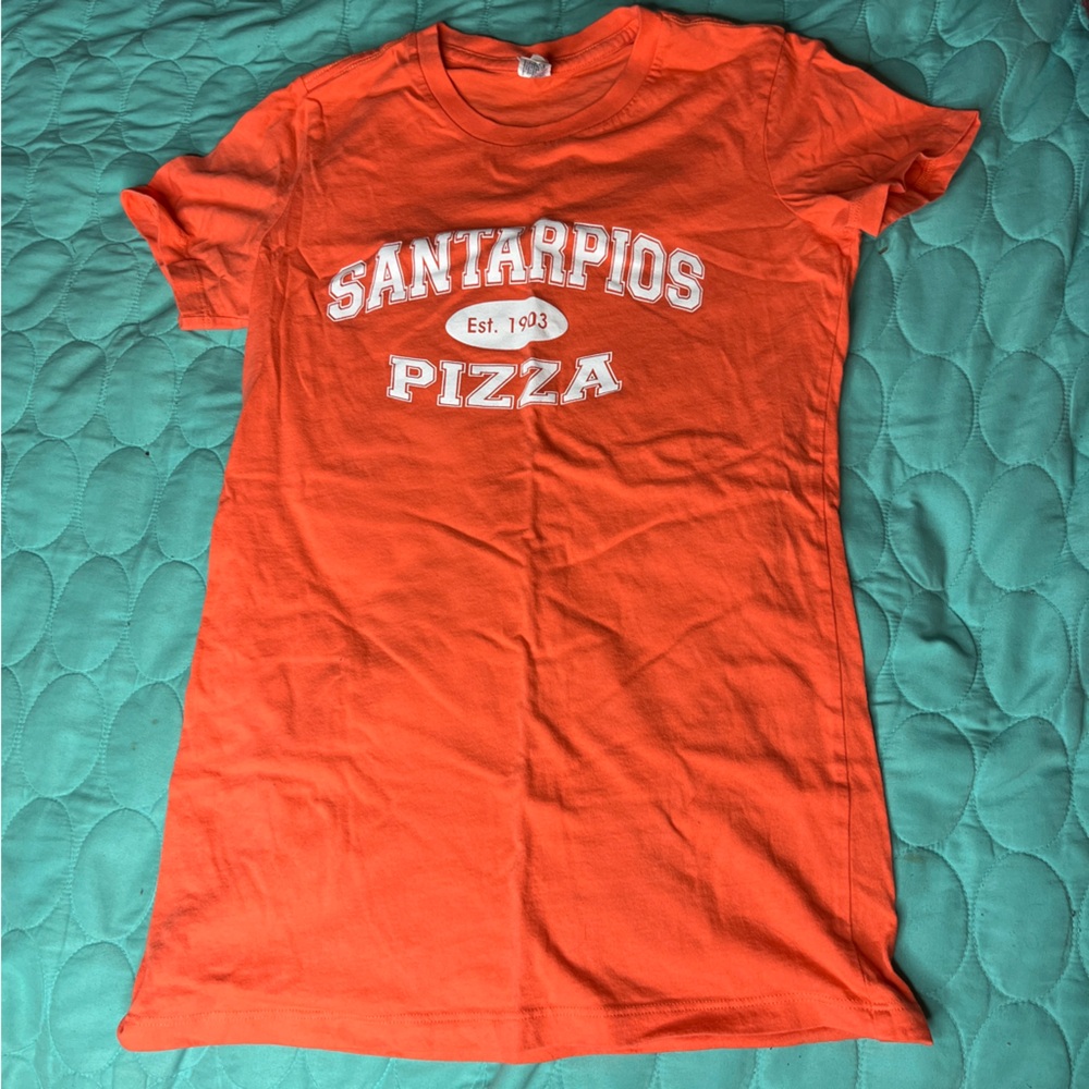 Santarpios Pizza Boston Massachusetts  Orange & White Shirt Size Small
